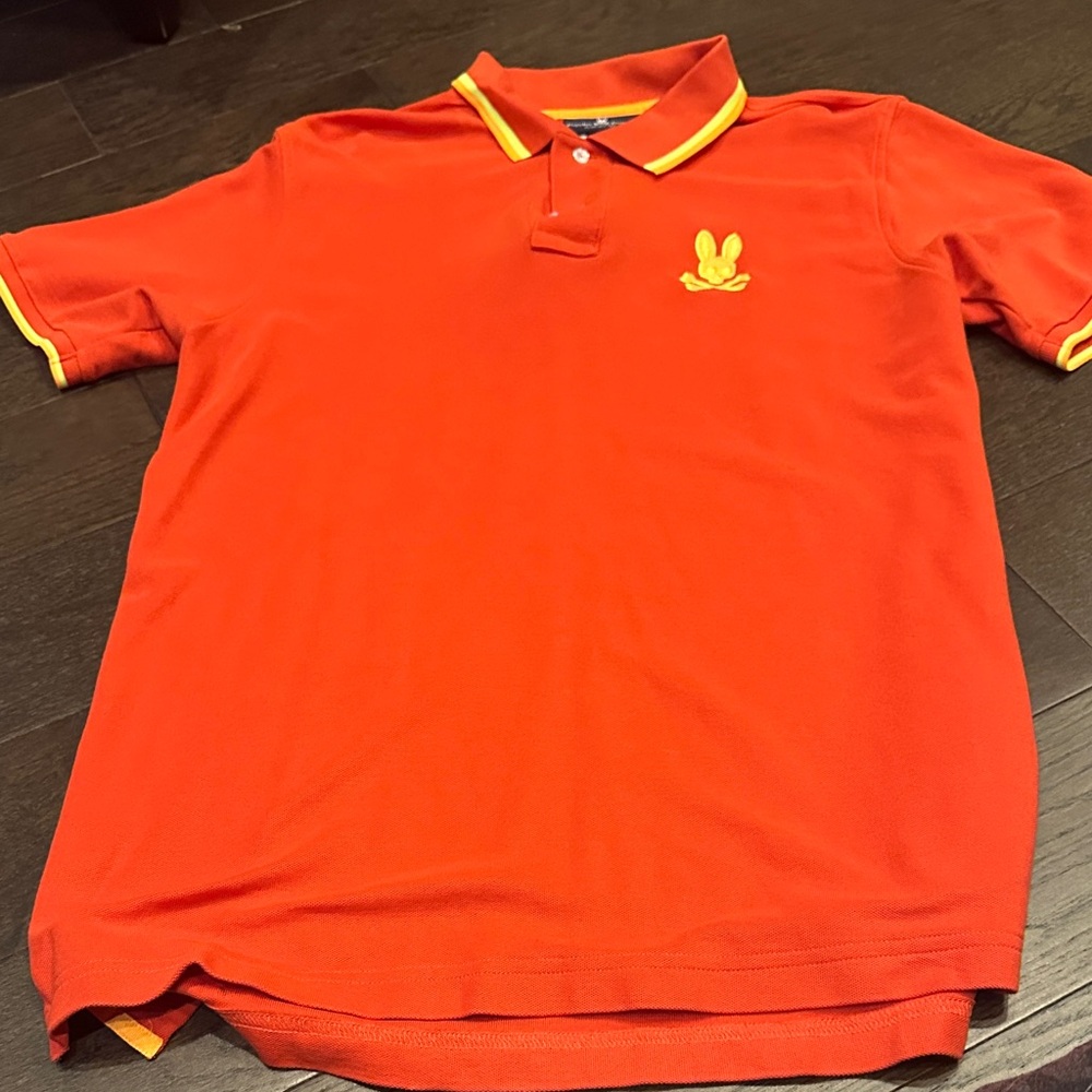 Men's orange Polo Shirt with Yellow Accents